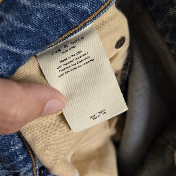 Rag & Bone Rosa Mid-Rise Boyfriend Jeans Holes Jonas Blue Denim Wash Button Fly - Picture 6 of 9